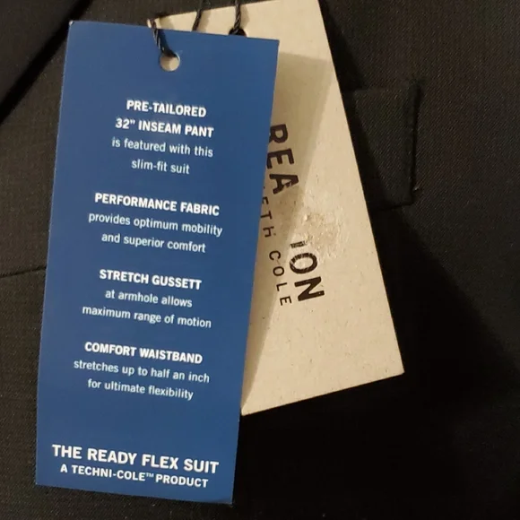 Kenneth Cole Reaction NWT Black Formal/Tuxedo Jacket w/Satin Lapel 42L, 36S